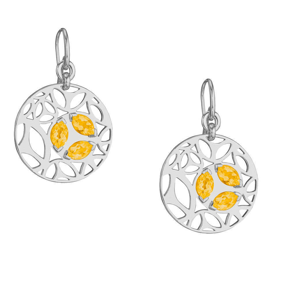 Di Modolo Golden Quartz Drop Earrings in Plated Rhodium MSRP 650
